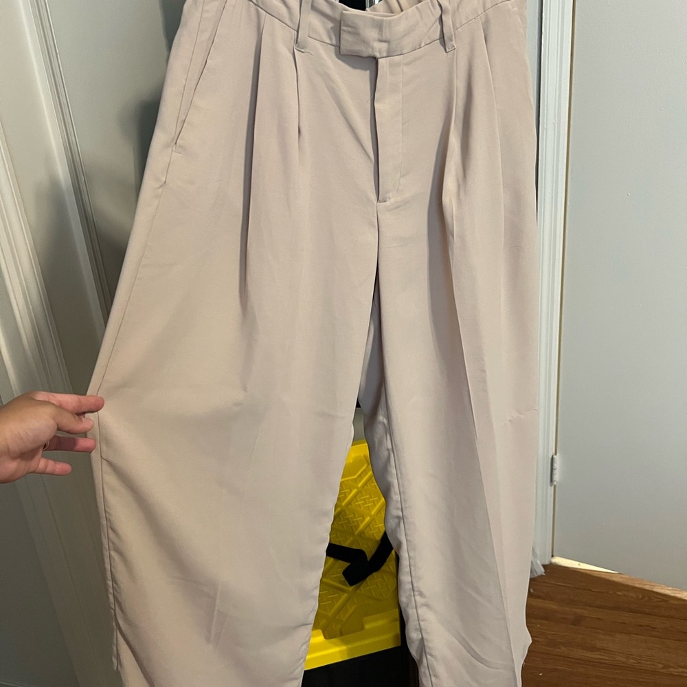 Women's Tan Wide Leg Trousers